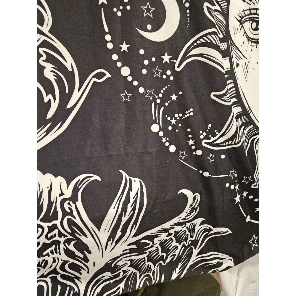 Celestial Sun Moon Black White Tapestry 57x78in Bohemian Decor Wall Art Mystical